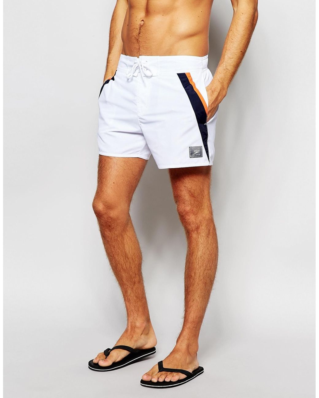 Speedo Retro Leisure 14 Inch Swim Shorts in White for Men | Lyst UK