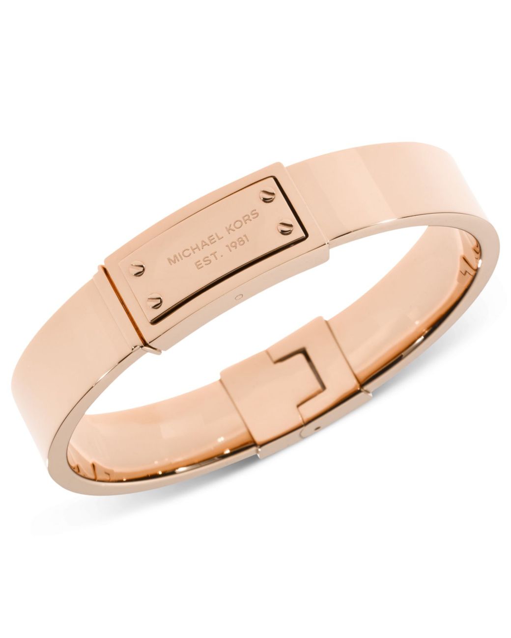 Michael Kors Rose Gold-Tone Logo Plaque Bangle in | Lyst