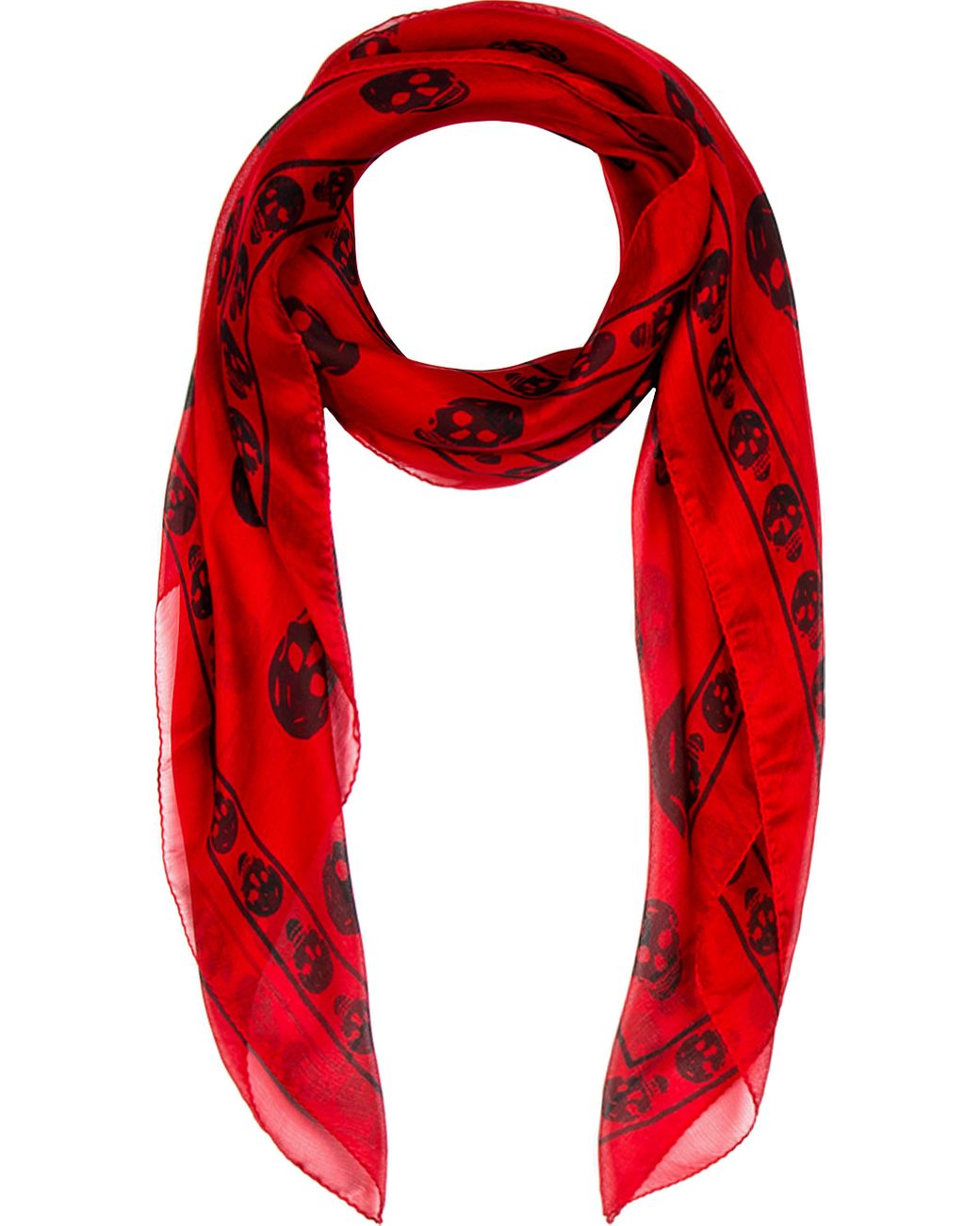 forarbejdning Barry region Alexander McQueen Red and Black Fo Skull Scarf for Men | Lyst