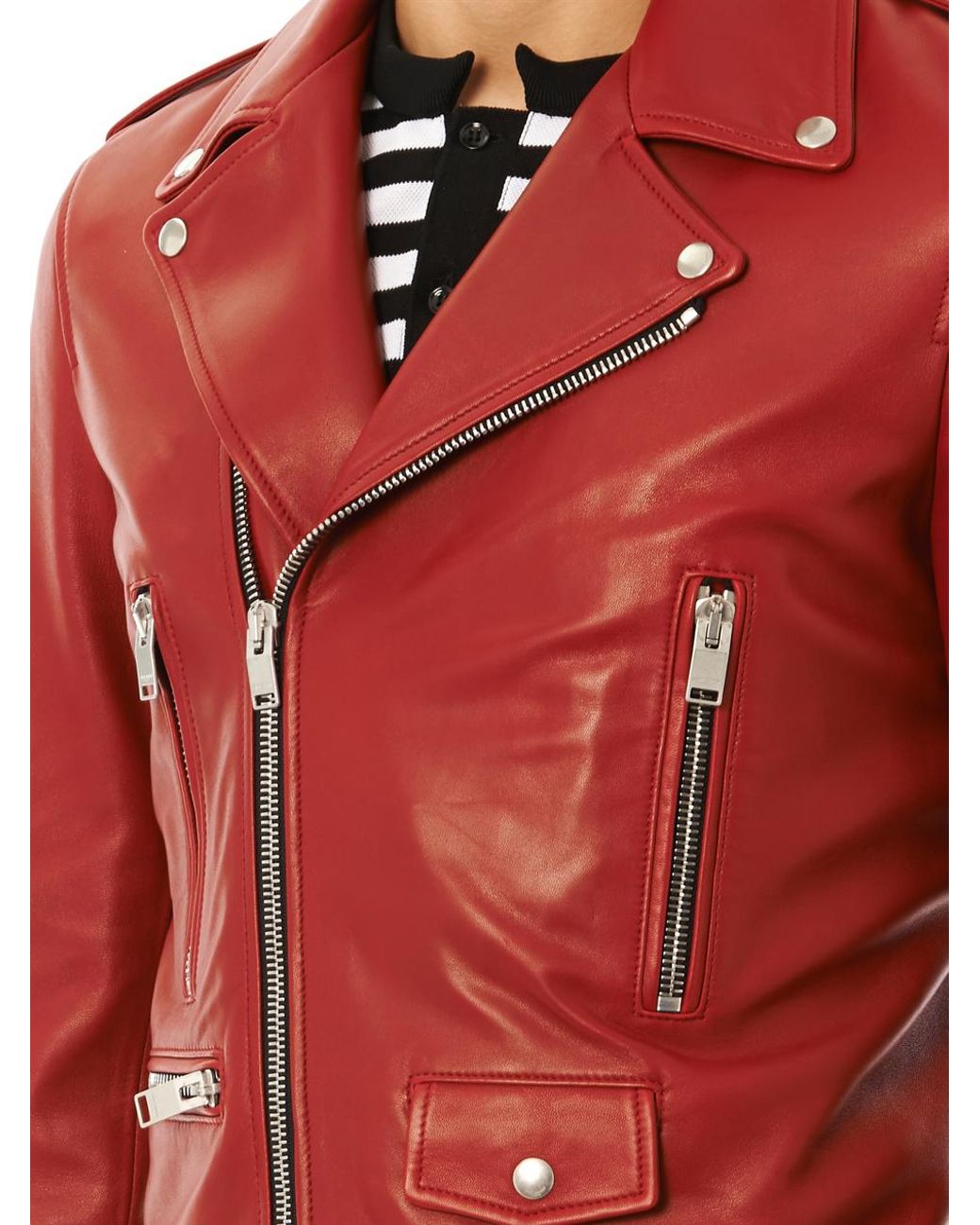 Saint laurent red leather jacket top