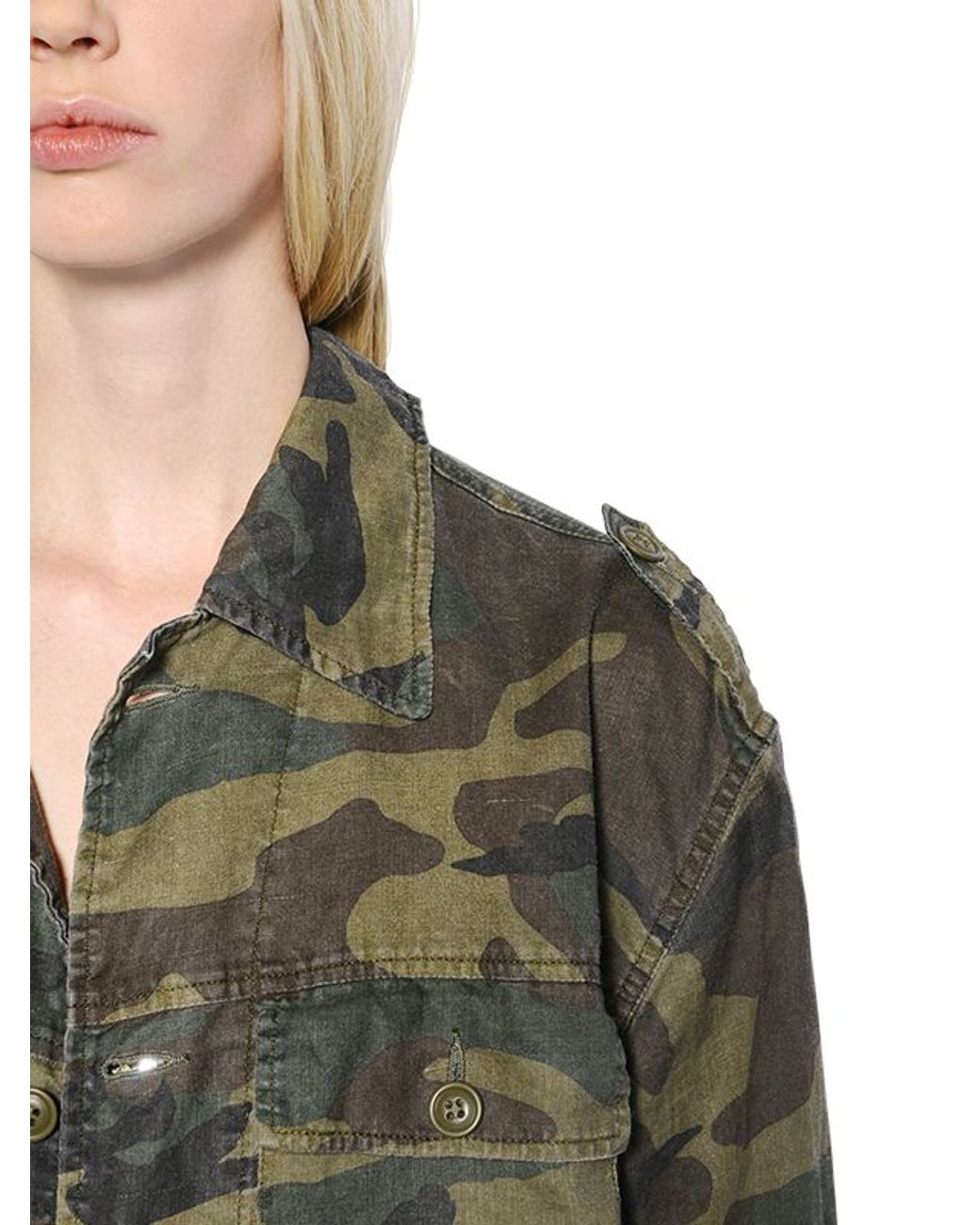 Saint Laurent Camo Printed Light Canvas Jacket in Green | Lyst