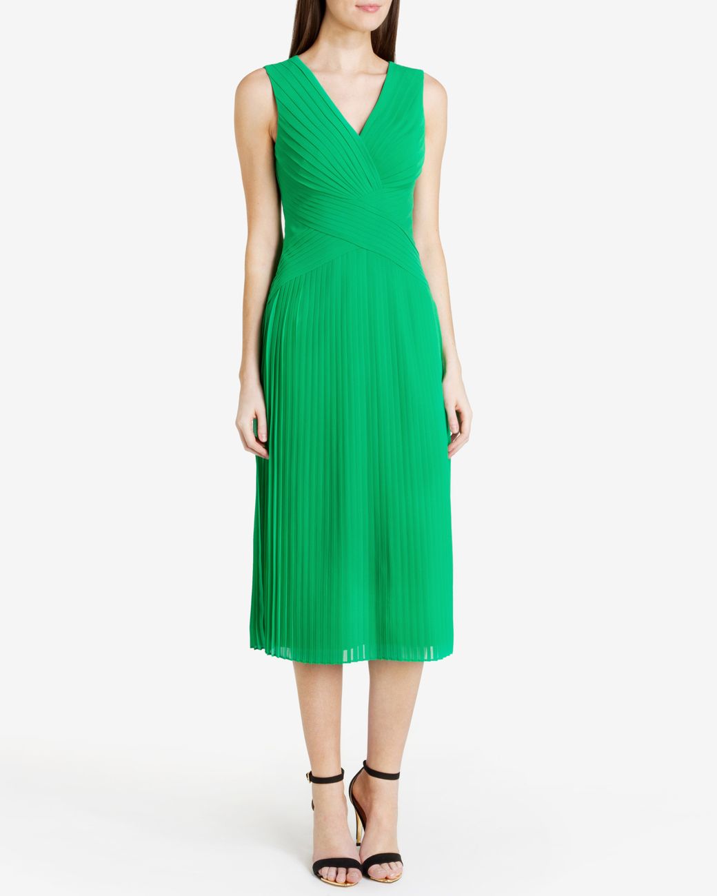 ted baker green pleated dress