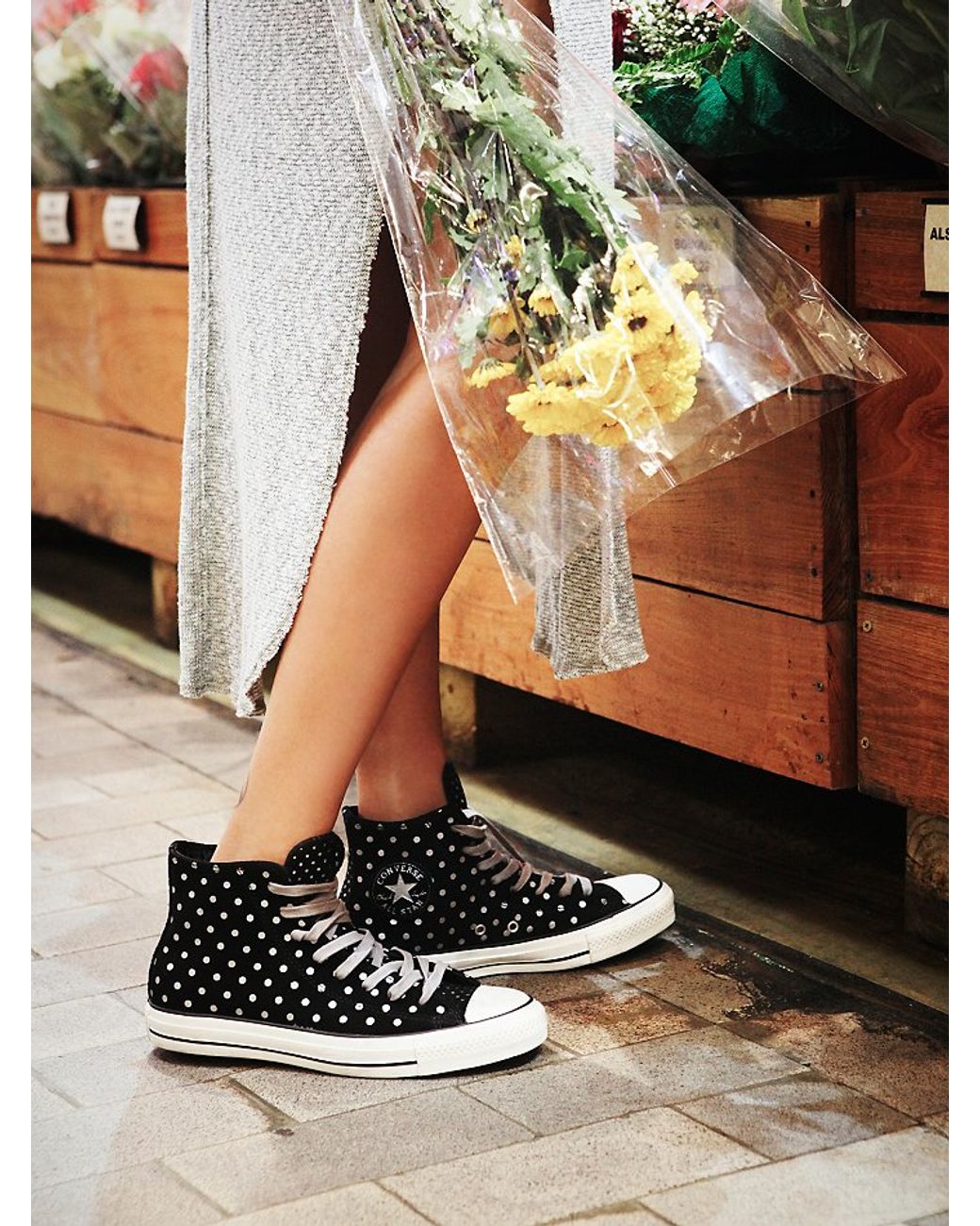 Converse Polka Dot Hi Top Chucks in Black | Lyst