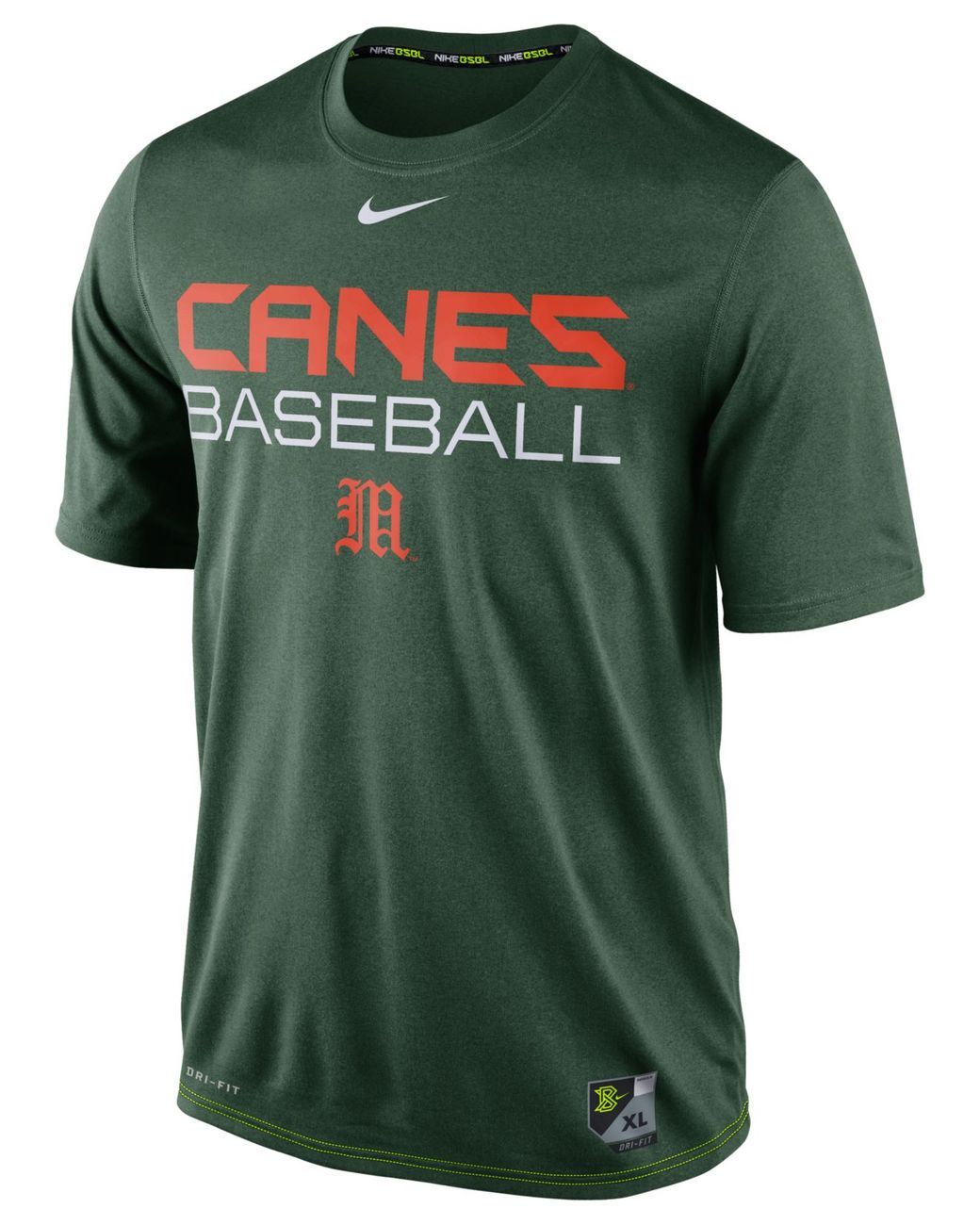 Nike Men'S Miami Hurricanes Baseball Legend Dri-Fit T-Shirt in Green ...
