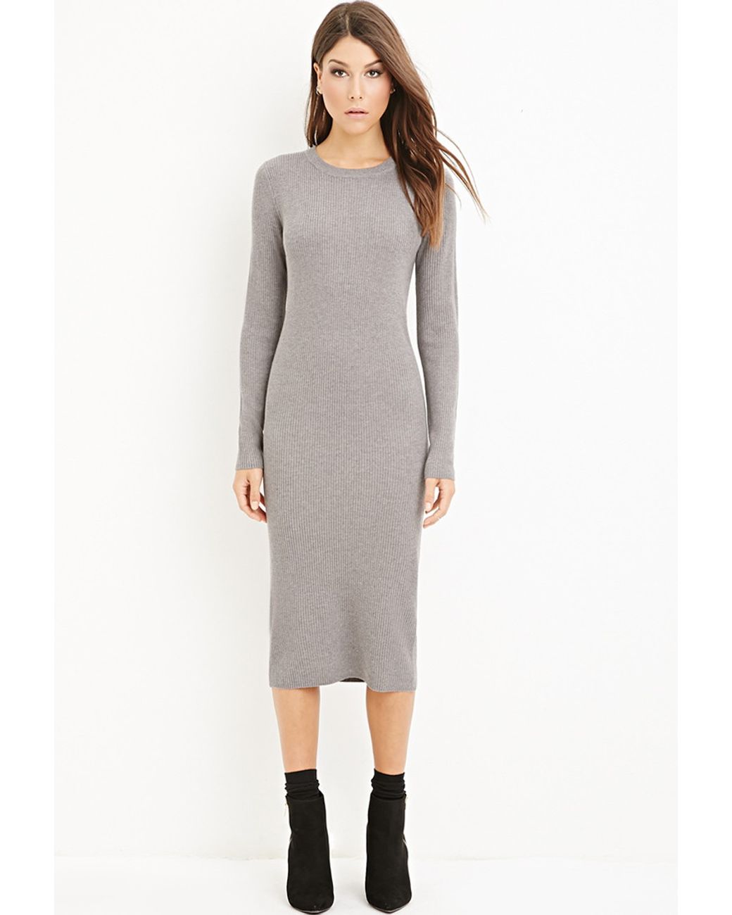 Forever 21 Ribbed Knit Midi Dress in 