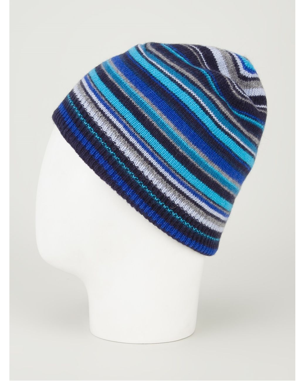 Paul Smith Striped Beanie Hat in Blue 