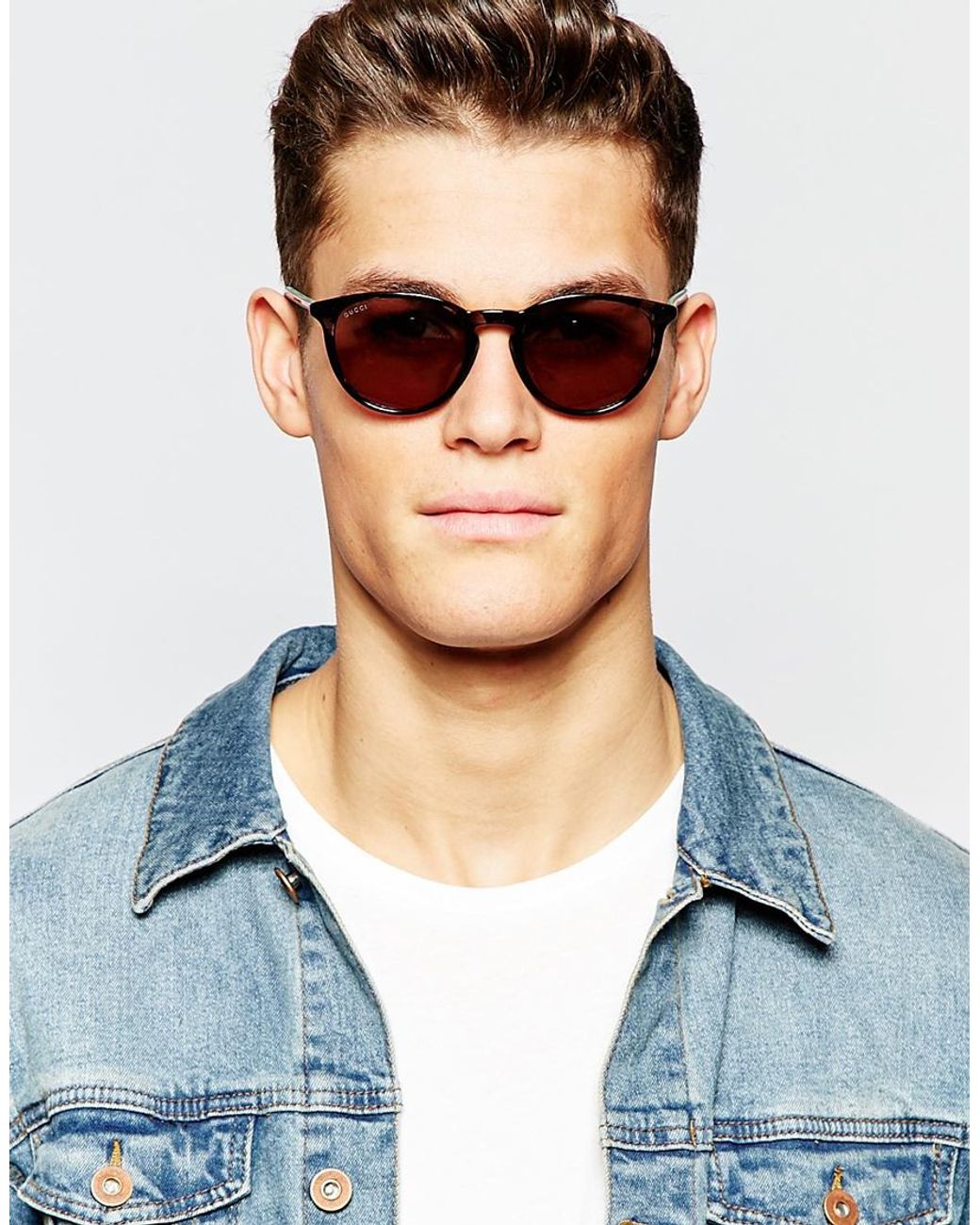 Gucci Round Sunglasses In Tort in Brown 