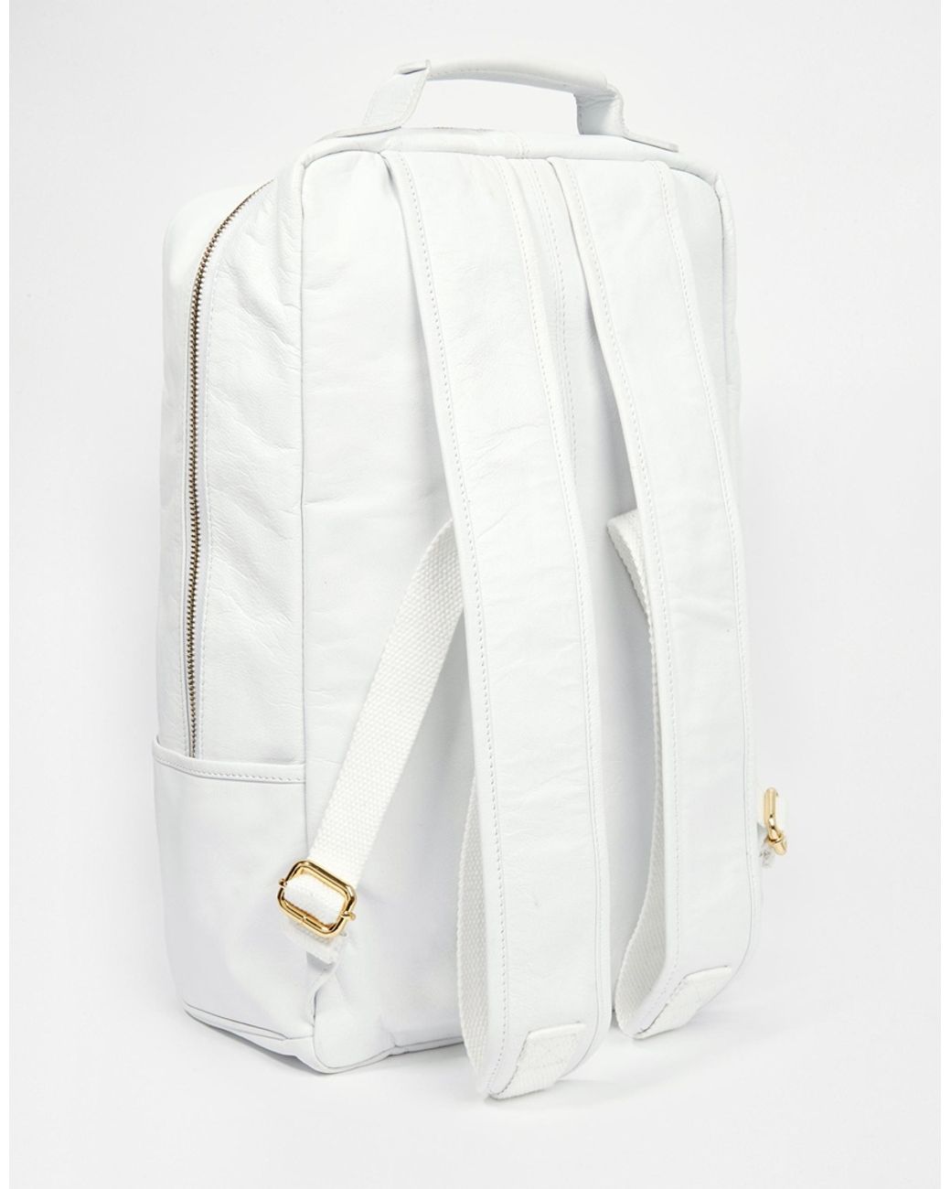 ASOS Smart Leather Backpack In White for Men | Lyst