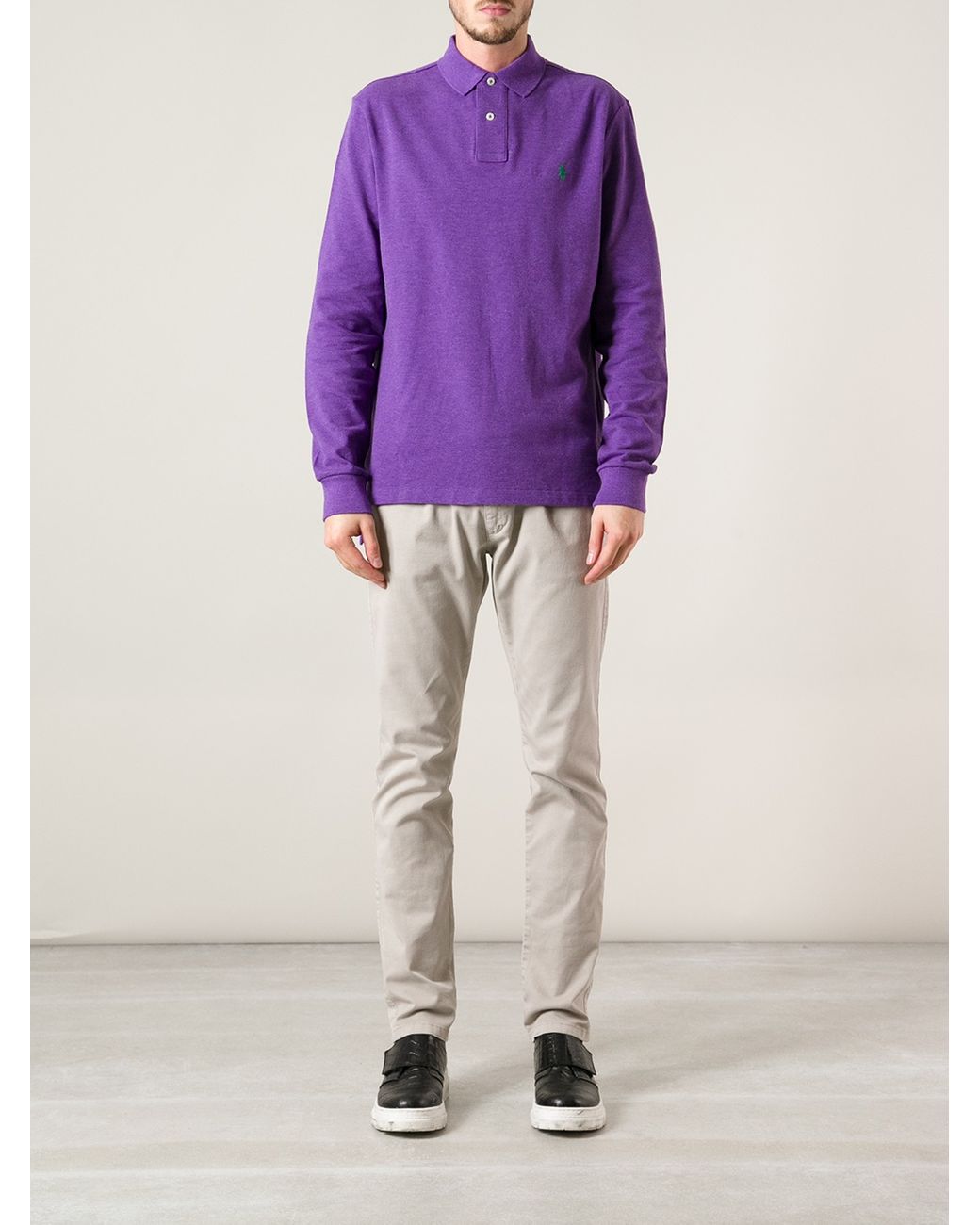 Long sleeve top purple polo
