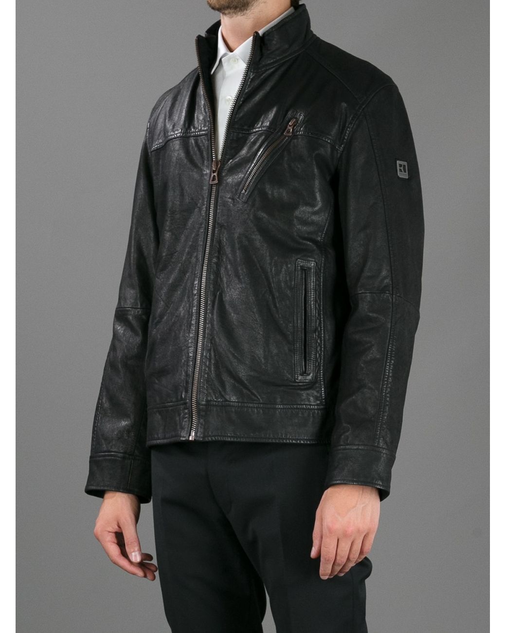 hugo boss orange leather jacket