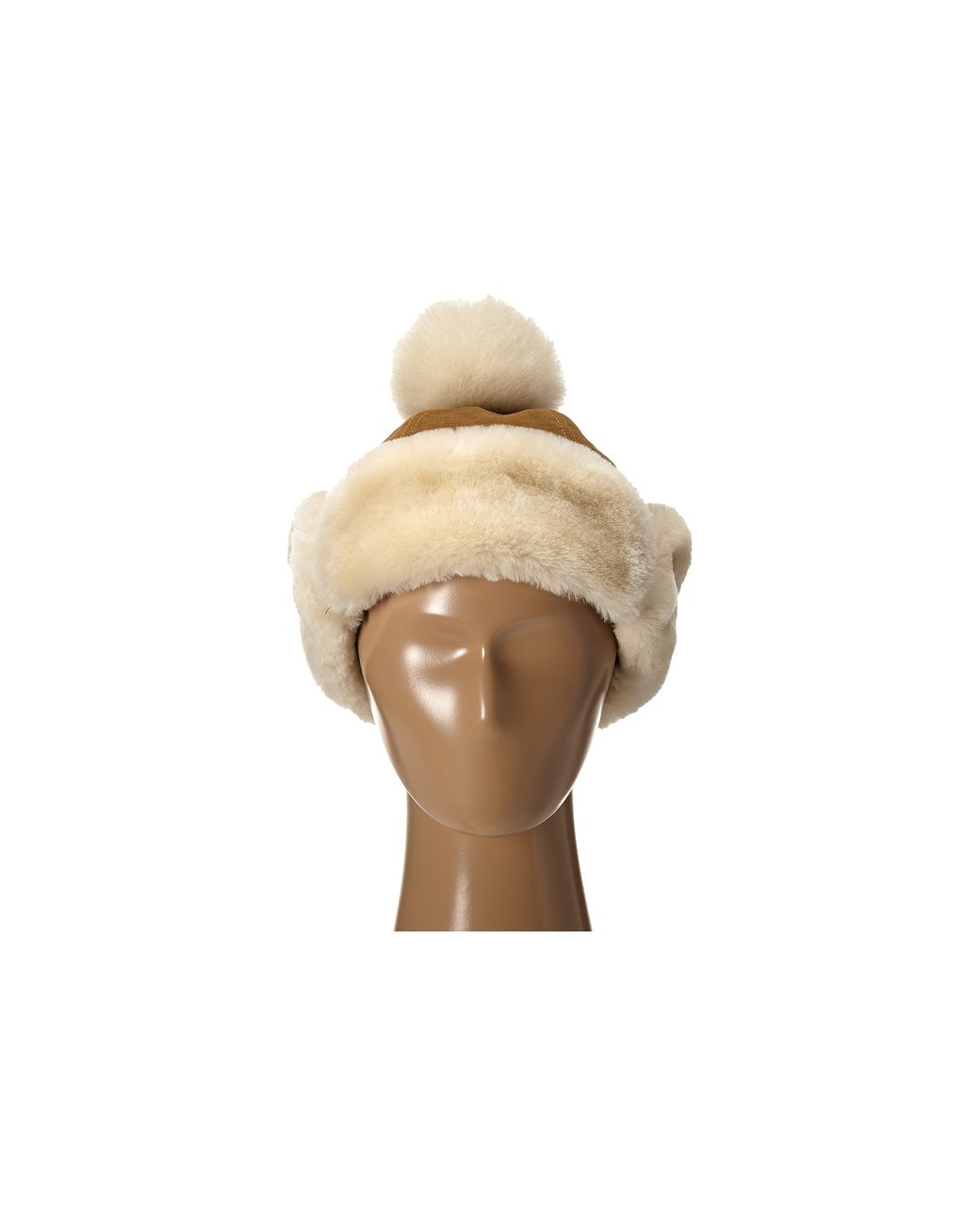 UGG Leather Heritage Up Flap Hat W/ Pom in Chestnut (Brown) | Lyst