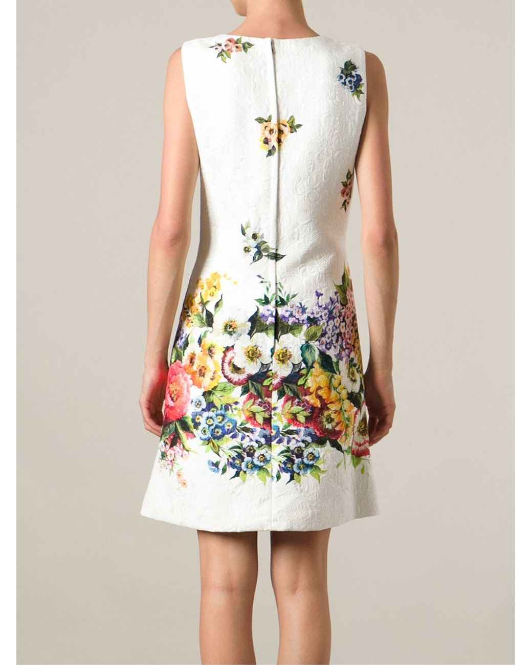 Dolce & Gabbana Floral Print Dress in White | Lyst
