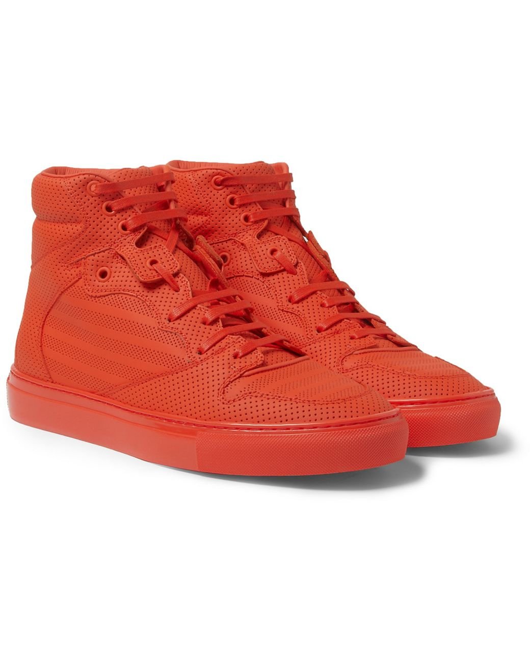 Balenciaga Pleated High-Top Sneakers in Red for Men | Lyst