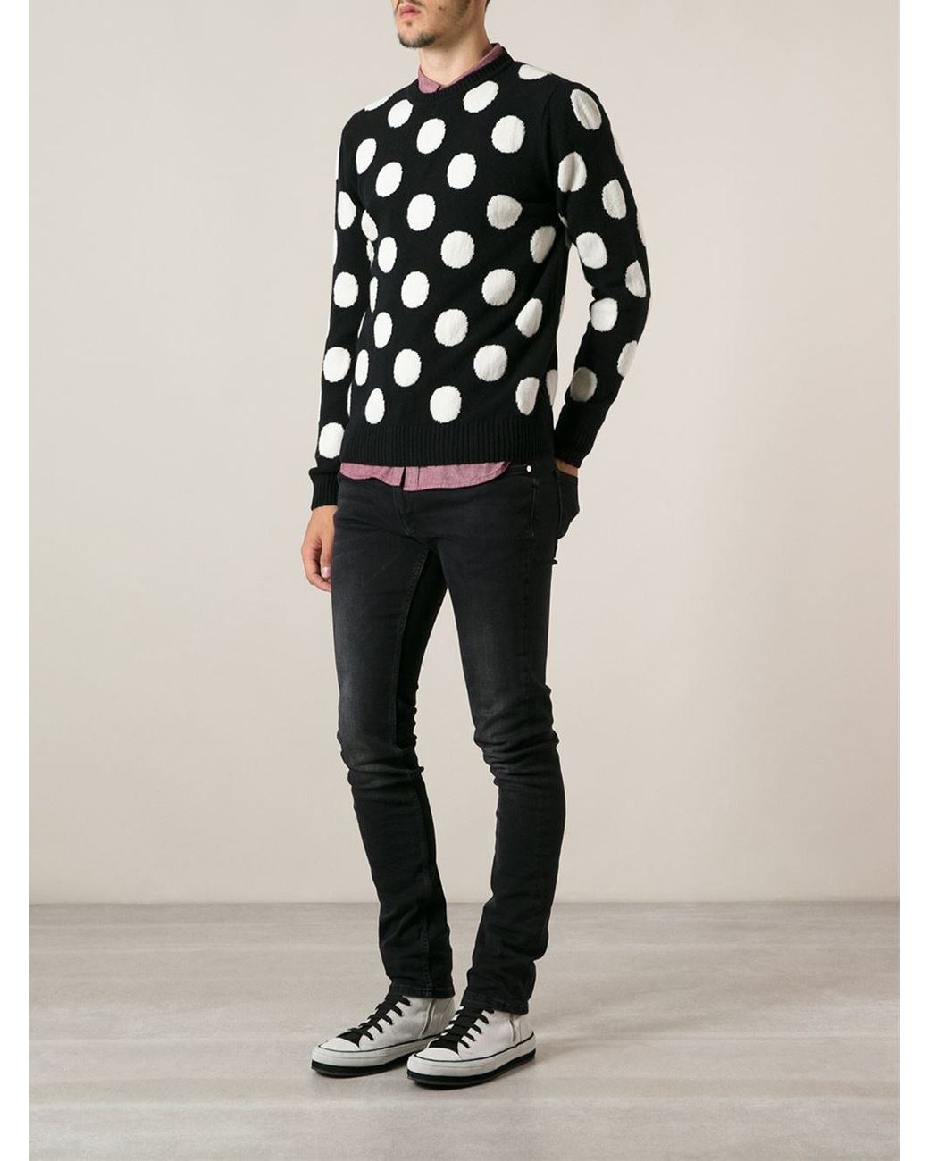 Ami Paris Polka Dot Sweater in Black for Men | Lyst