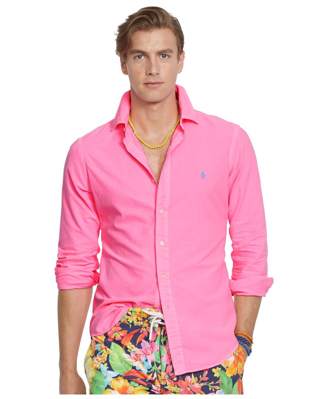 Tommy Hilfiger Stretch Oxford Shirt Slim Fit Buttondown In Pink