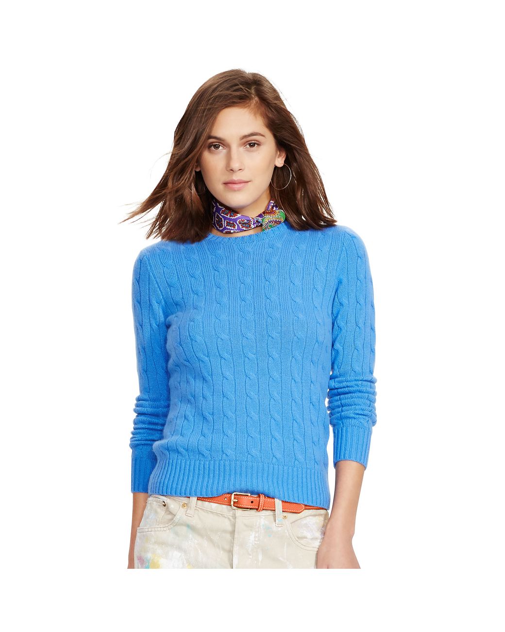 Polo Ralph Lauren Slim Cable Cashmere Sweater in Blue | Lyst