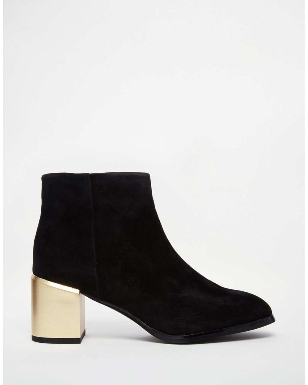 Senso Enso Vincent Black Suede Gold Heel Boots Lyst