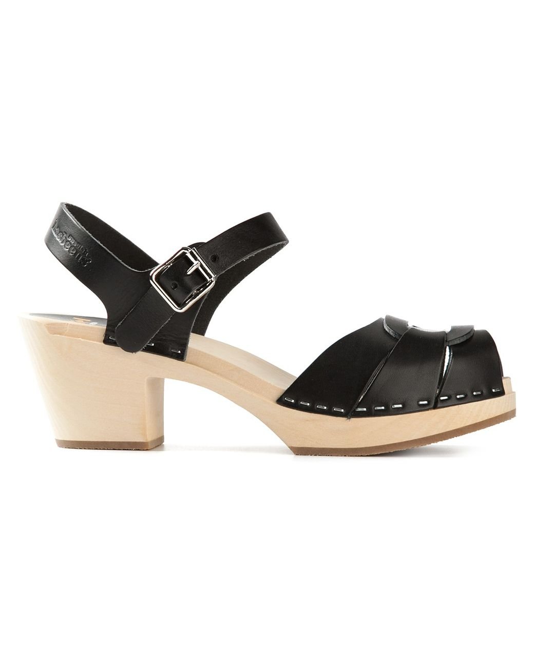 Swedish Hasbeens Wooden Sole Sandals in Black | Lyst UK