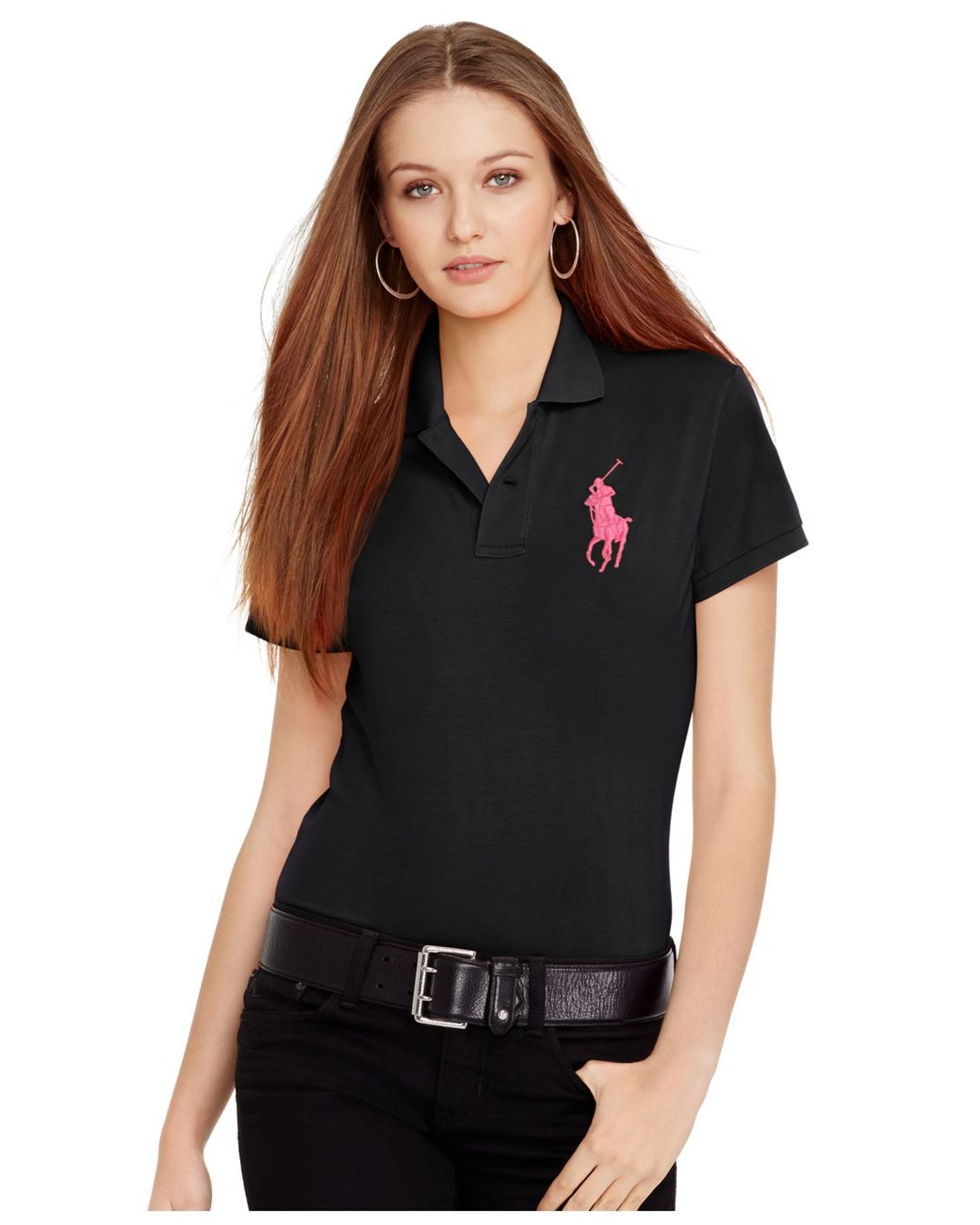 Polo Ralph Lauren Pink Pony Polo Shirt in Black | Lyst