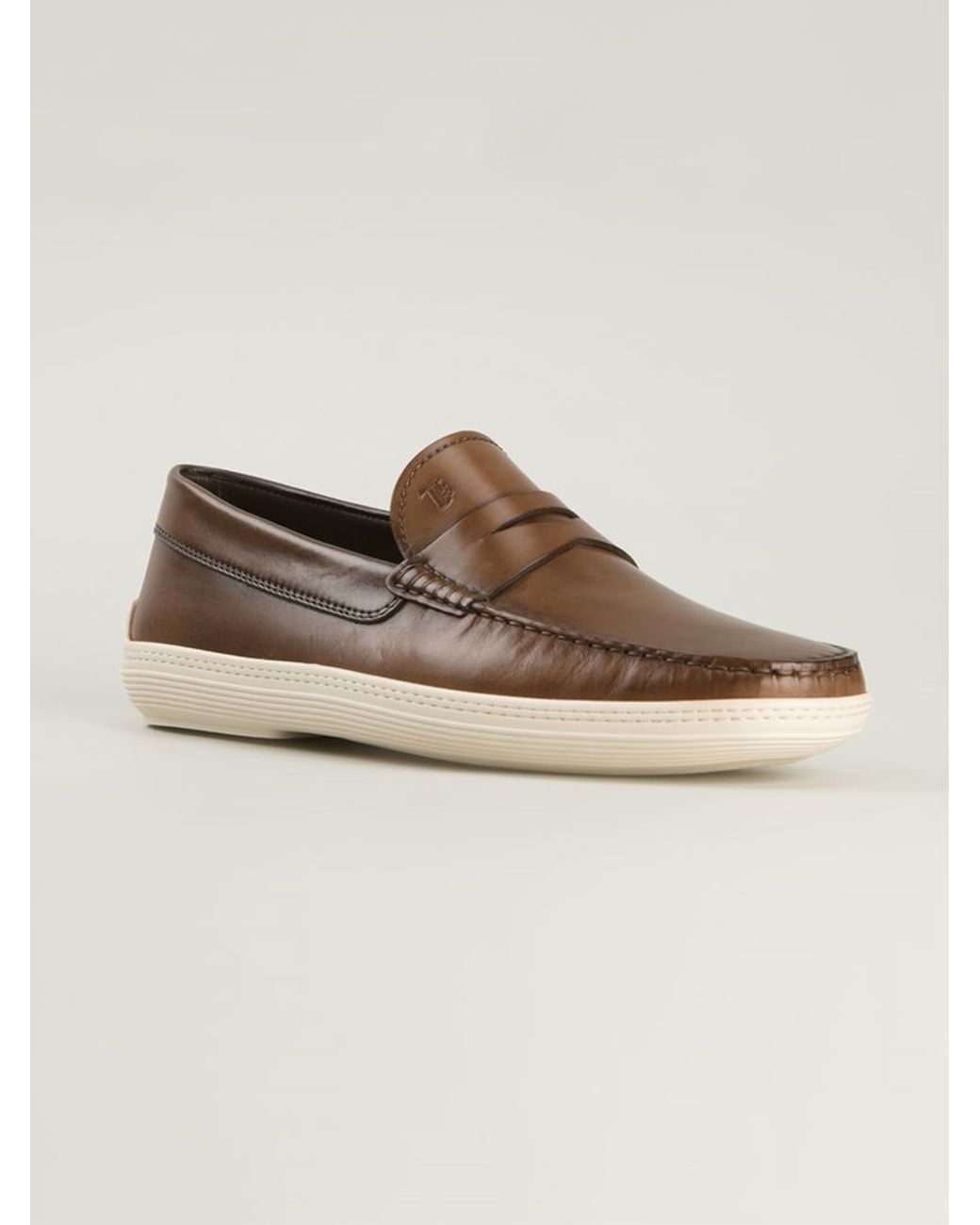 Tod's Rubber Sole Penny Loafers in Brown for Men | Lyst