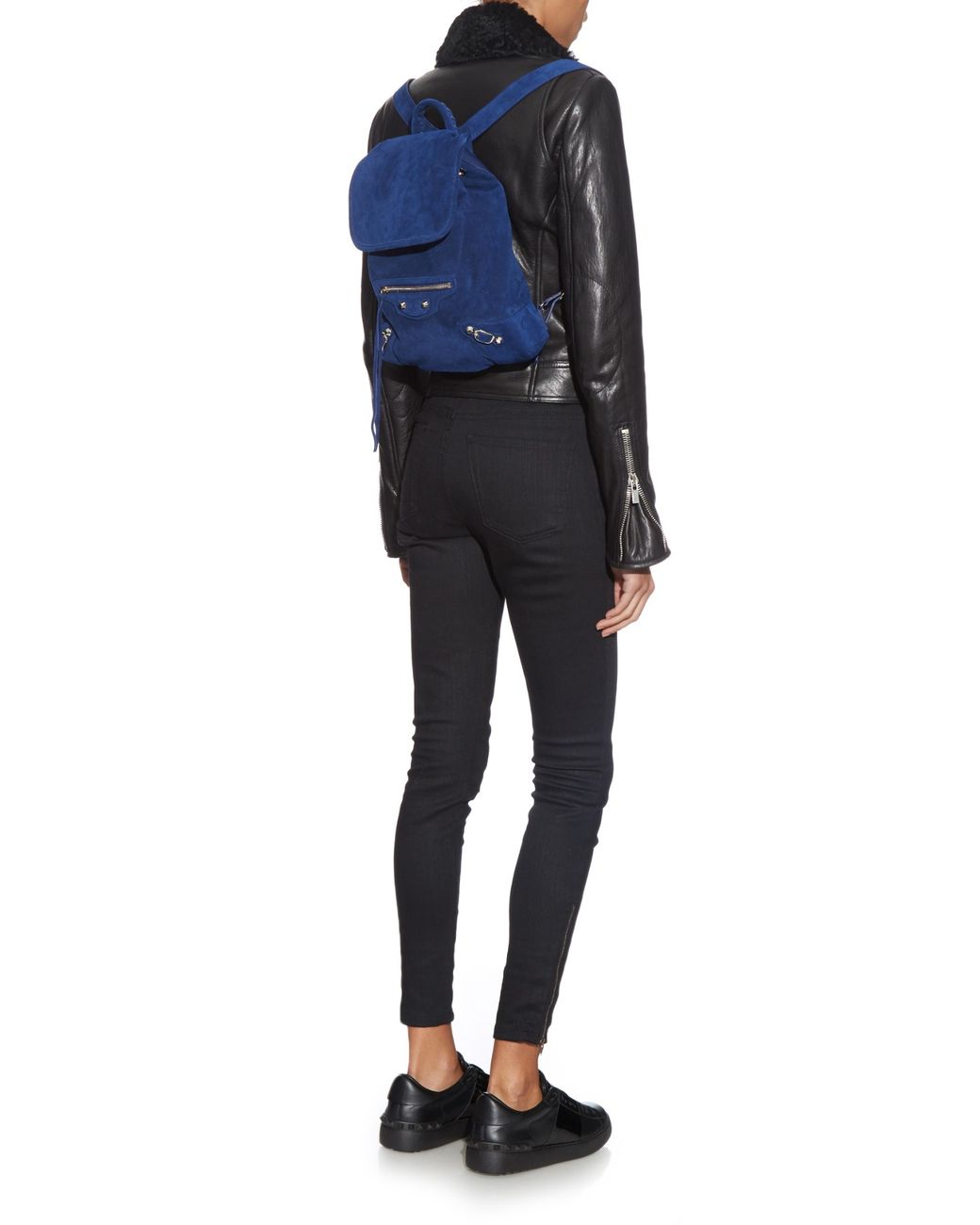 Balenciaga Classic Traveller Suede Backpack in Blue Lyst