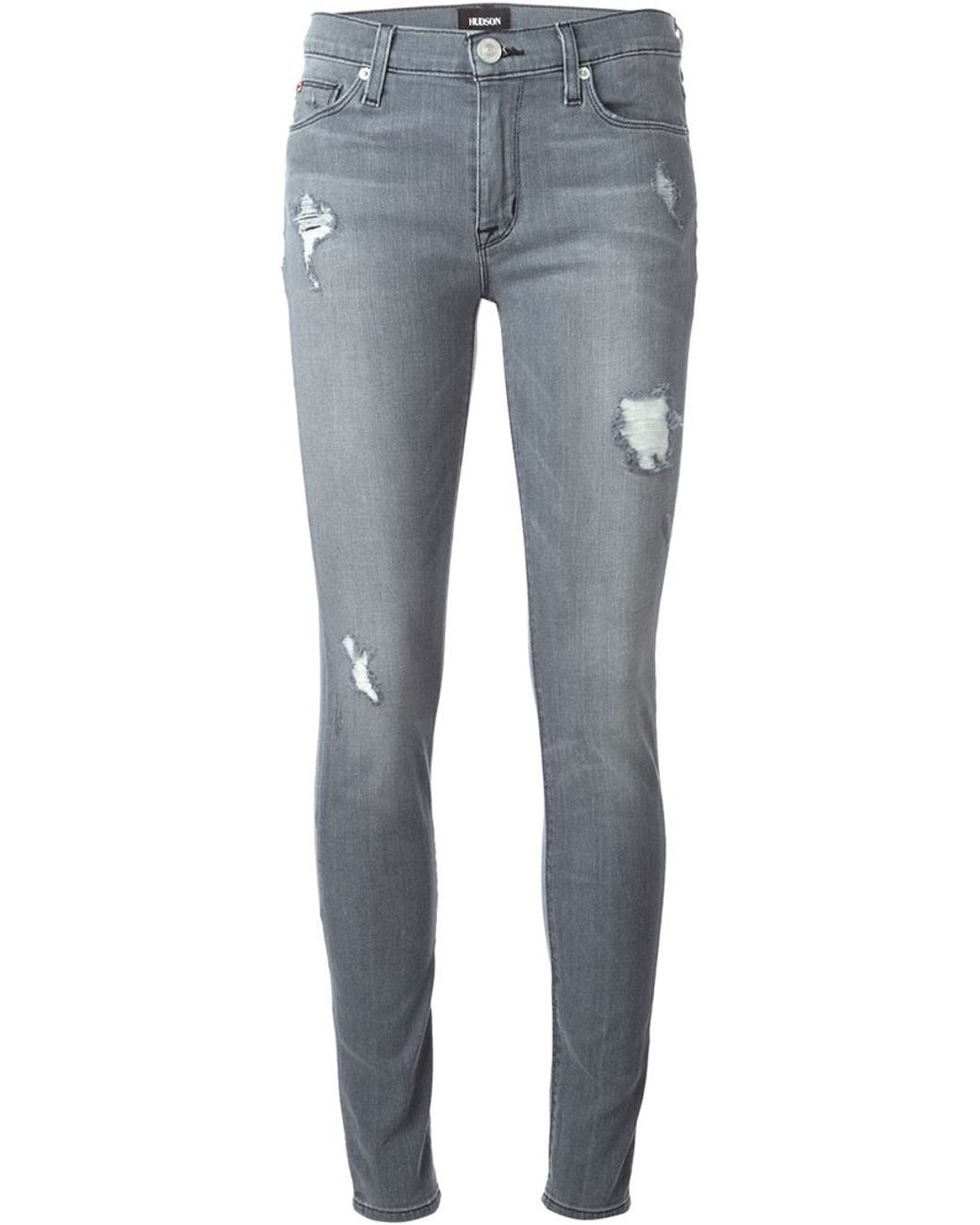 Hudson Jeans British Flag Detail Skinny Jeans in Gray Lyst