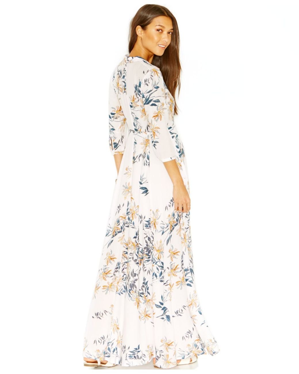Free People After The Storm Floral-Print Maxi Shirt-Dress Maxi Shirtdress  in White | Lyst