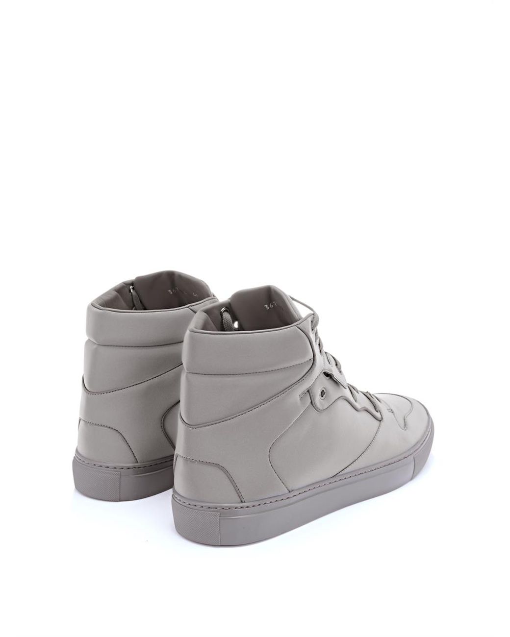 Balenciaga Reflective Leather High-Top Trainers in Gray for Men | Lyst