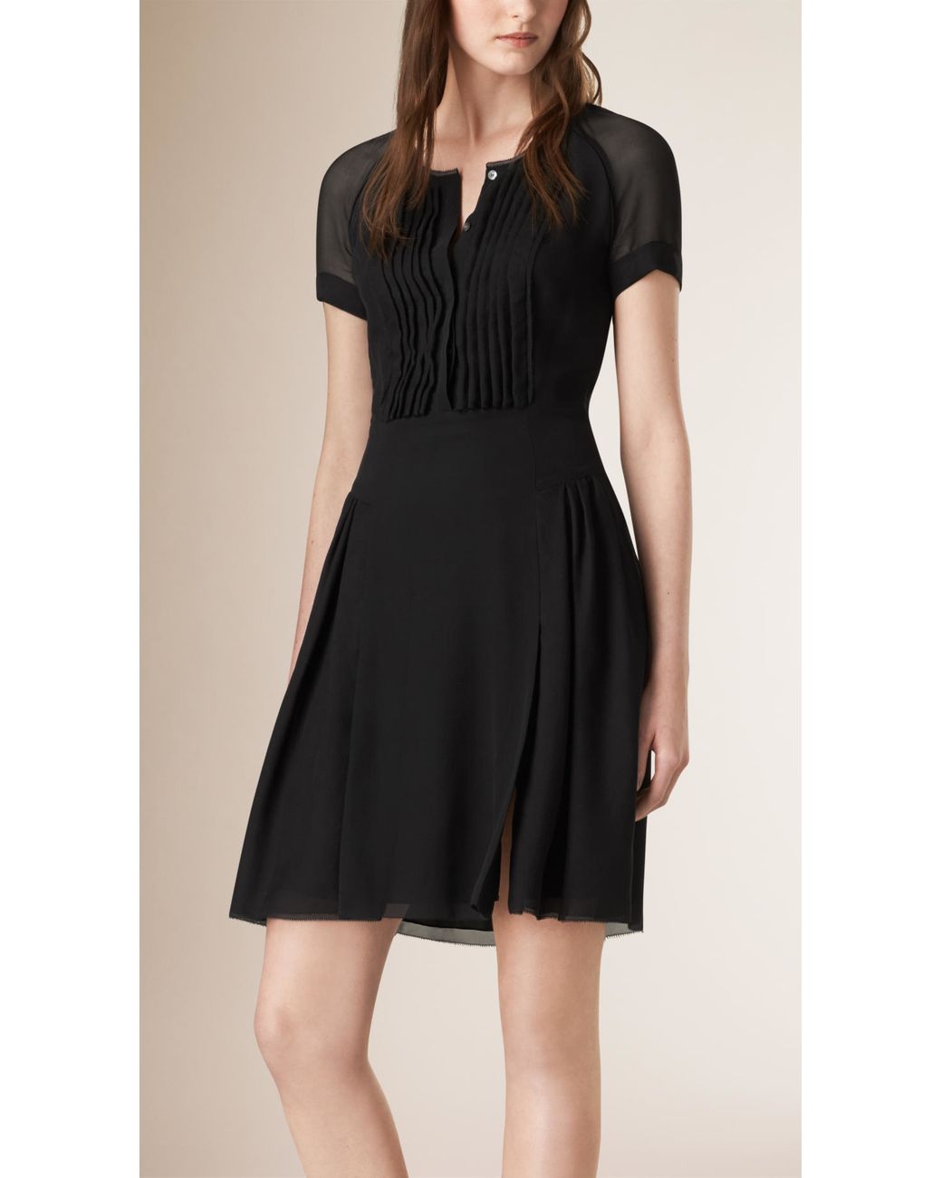 direkte dekorere bejdsemiddel Burberry Pleated Silk Dress in Black | Lyst