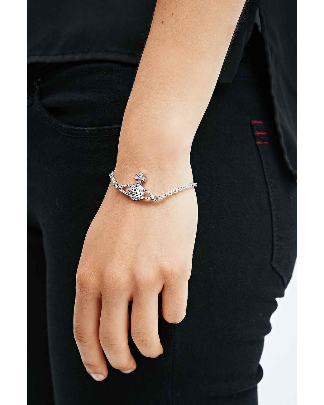 VIVIENNE WESTWOOD JEWELLERY - Mayfair Bas Relief rose gold- and  rhodium-plated brass and crystal charm bracelet | Selfridges.com
