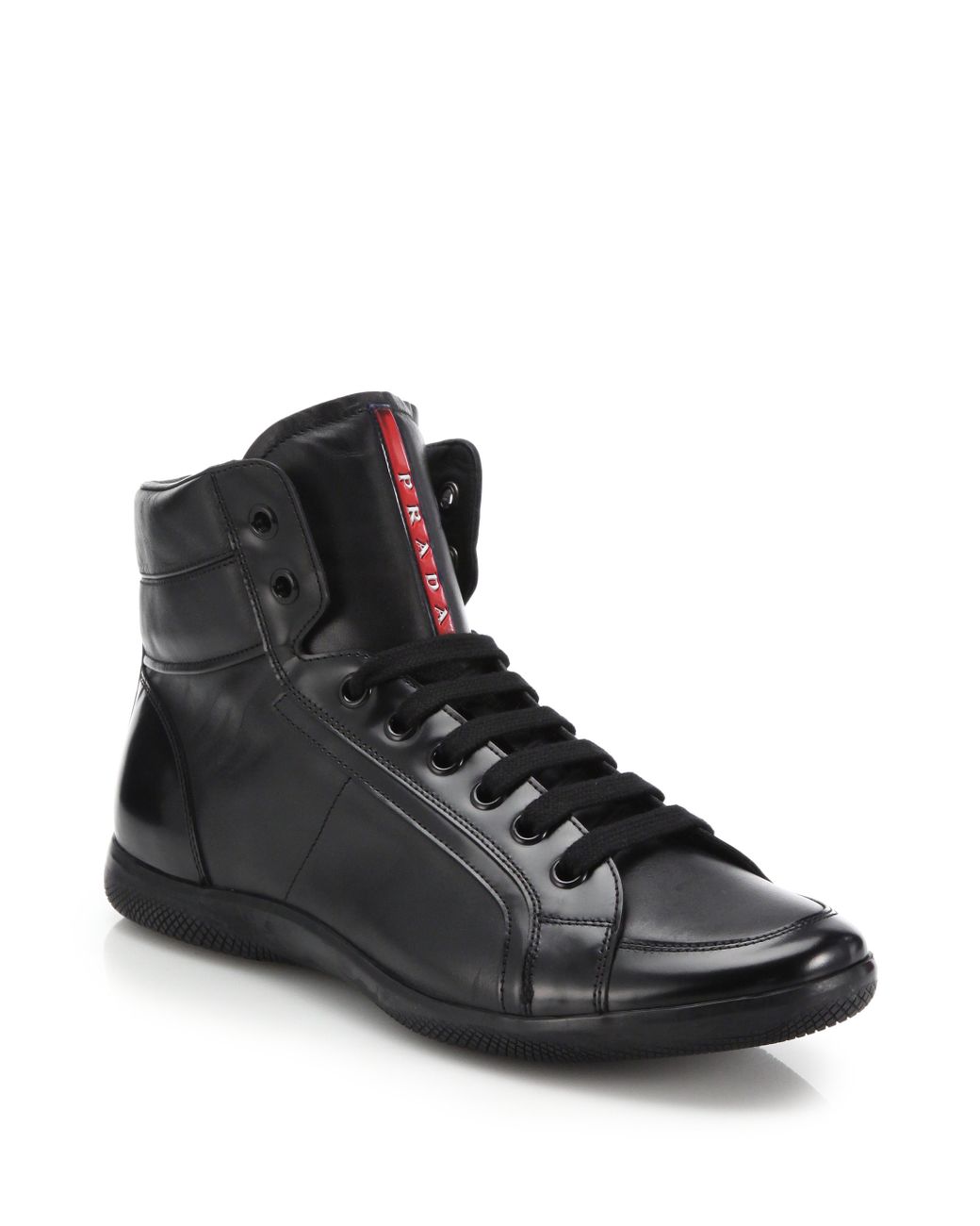 Prada Leather High-top Sneakers in for Men | Lyst