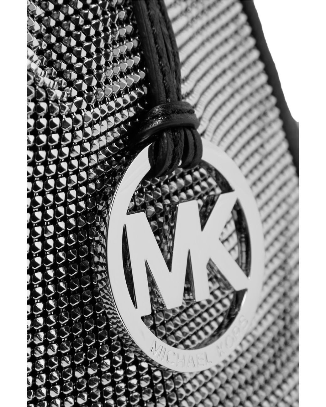 Michael Kors Frankie Mesh Bucket Bag in Silver and Black Leather Silvery  ref.477836 - Joli Closet
