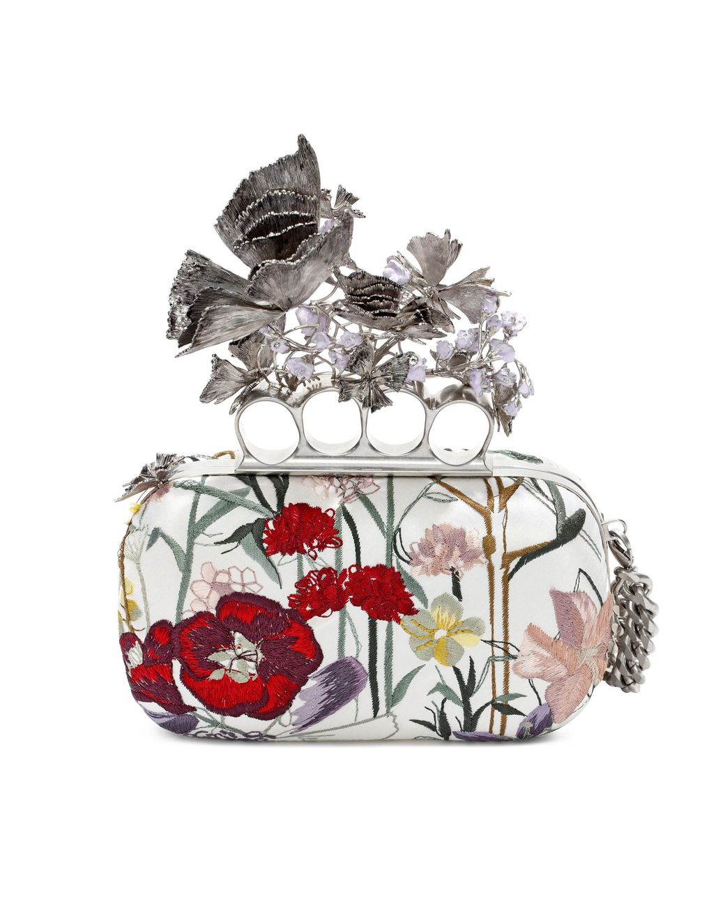 Alexander McQueen Red Lacquered Rose Knucklebox Clutch