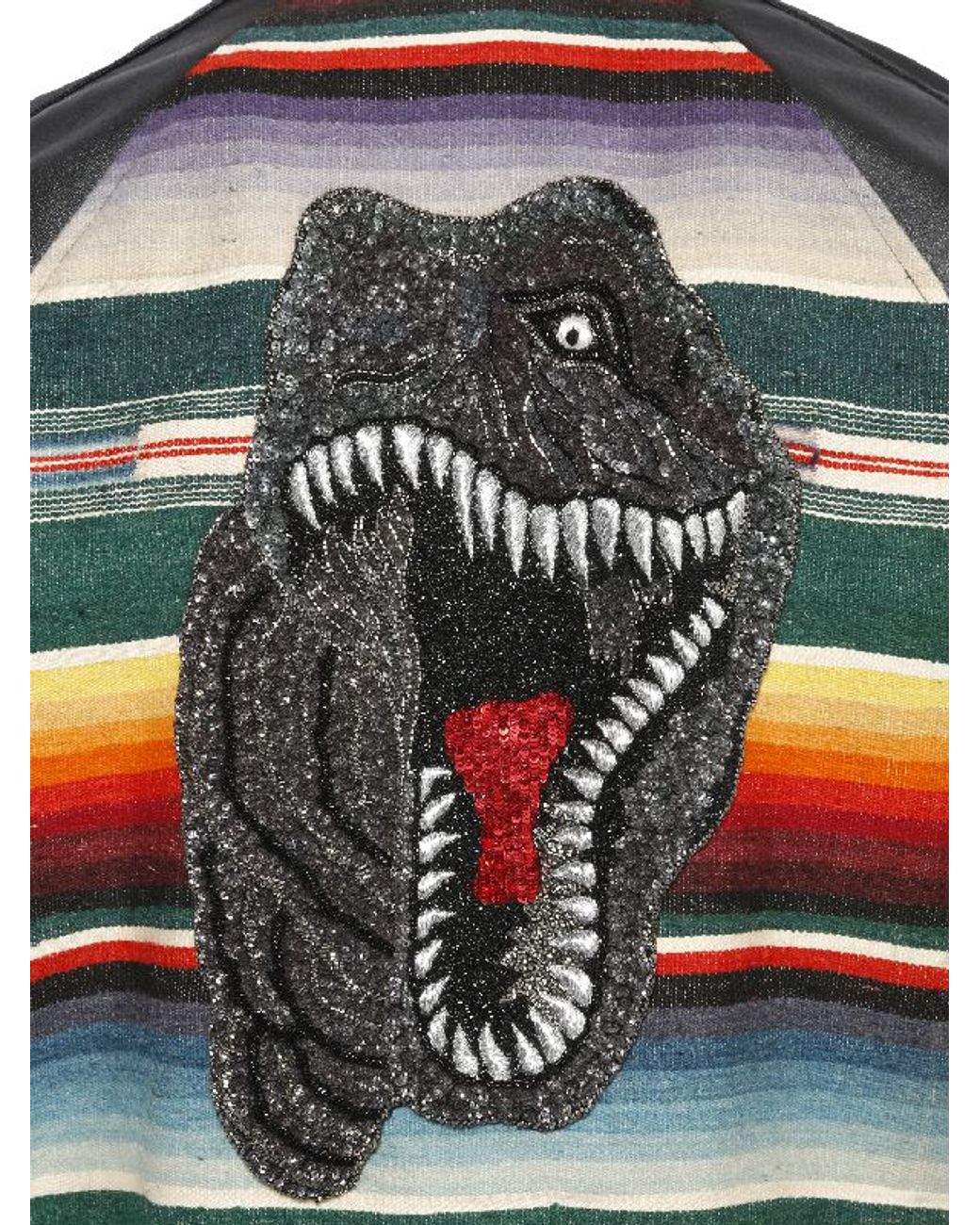 Saint Laurent T-rex Tapestry & Leather Teddy Jacket for Men