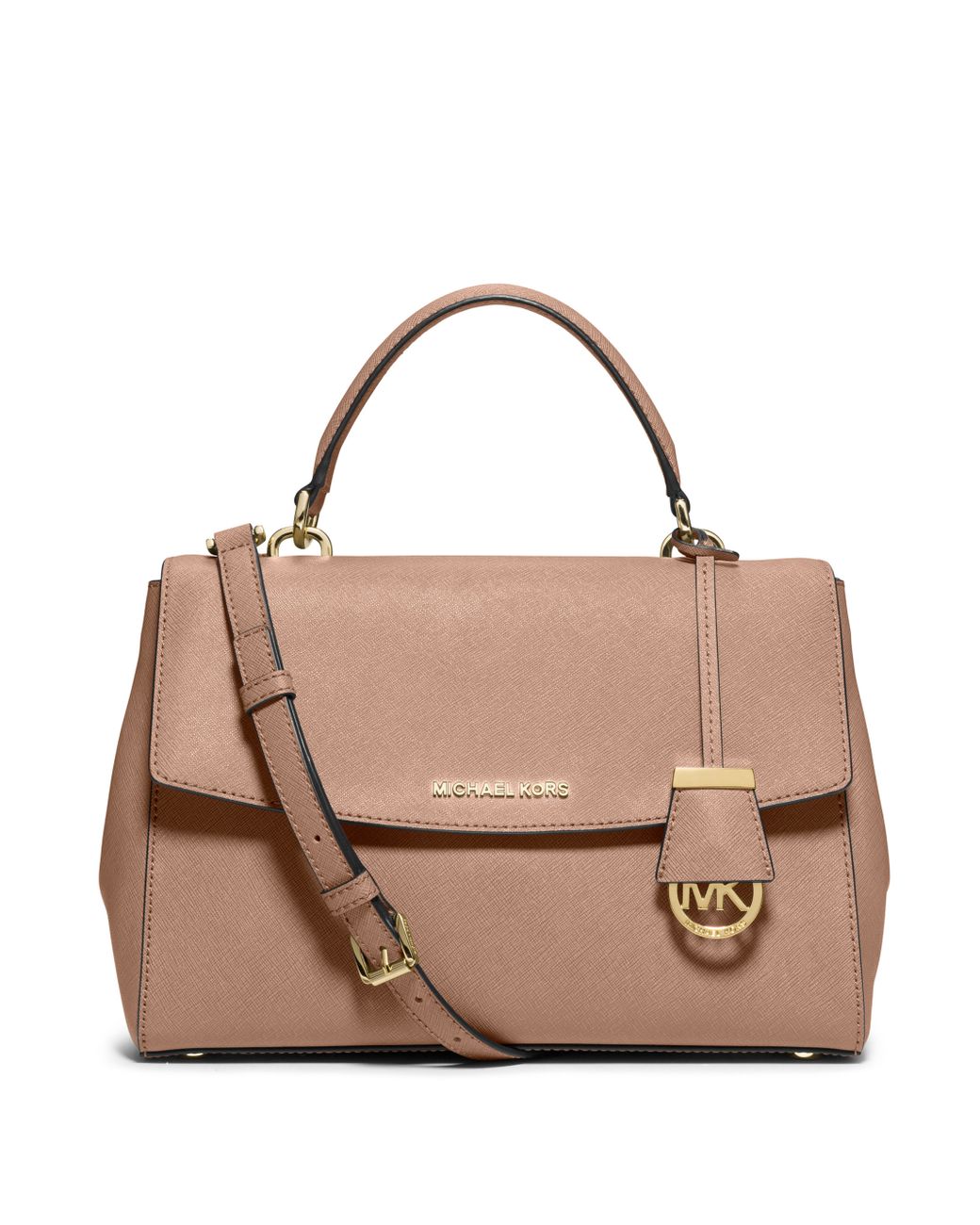 Michael Kors Ava Small Saffiano Leather Satchel Handbag Purse Pink