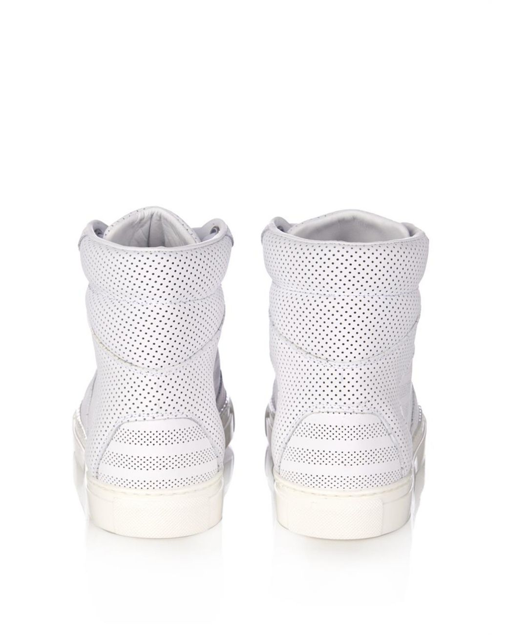 Balenciaga Leather Monochrome Perforated High-Top Trainers in White | Lyst