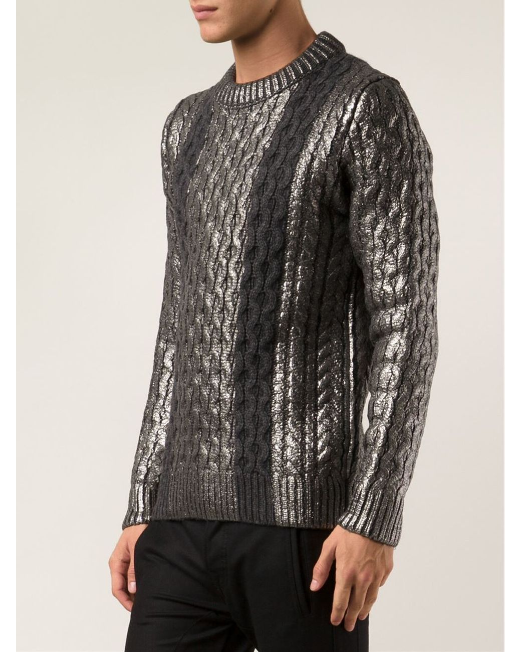 Diesel Black Gold Metallic Sweater in Gray for Men Lyst