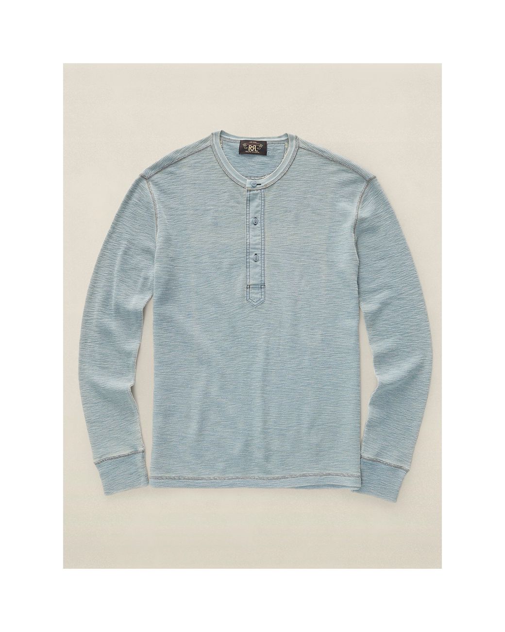 RRL Cotton Indigo Waffle-knit Henley in 