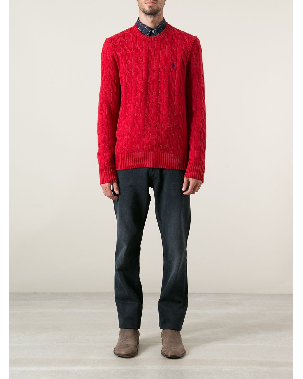 Polo Ralph Lauren Cable Knit Sweater in Red for Men | Lyst