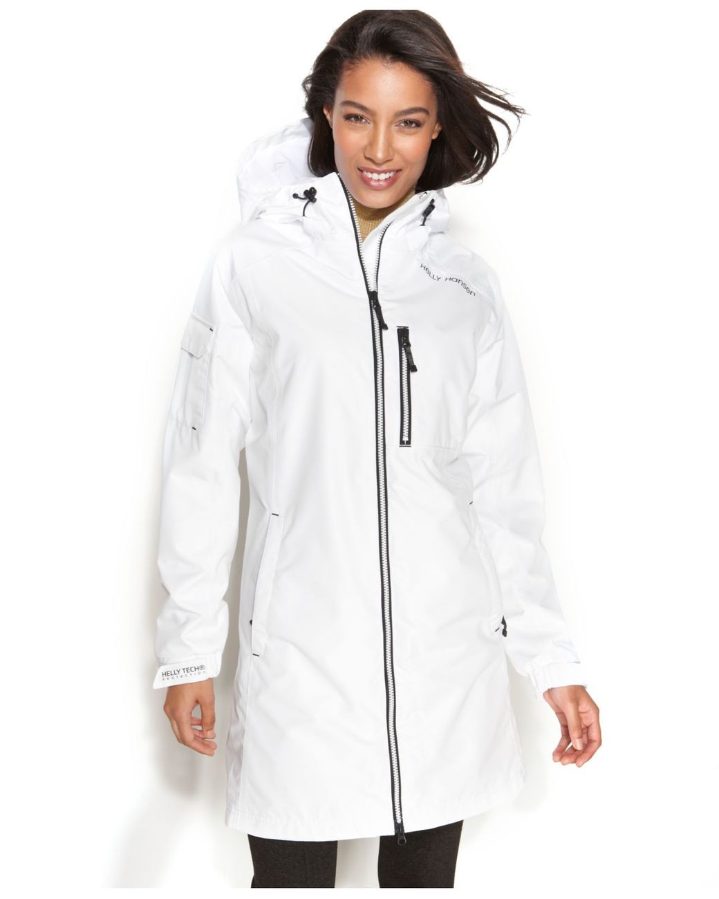 Helly Hansen Long Belfast Hooded Raincoat in White | Lyst