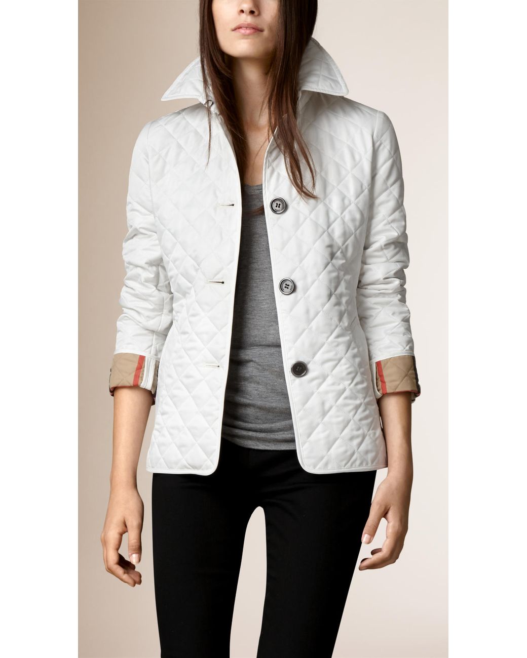 Burberry Diamond Quilted Jacket in White | Lyst UK Burberry Diamond Quilted Jacket in White | Lyst UK