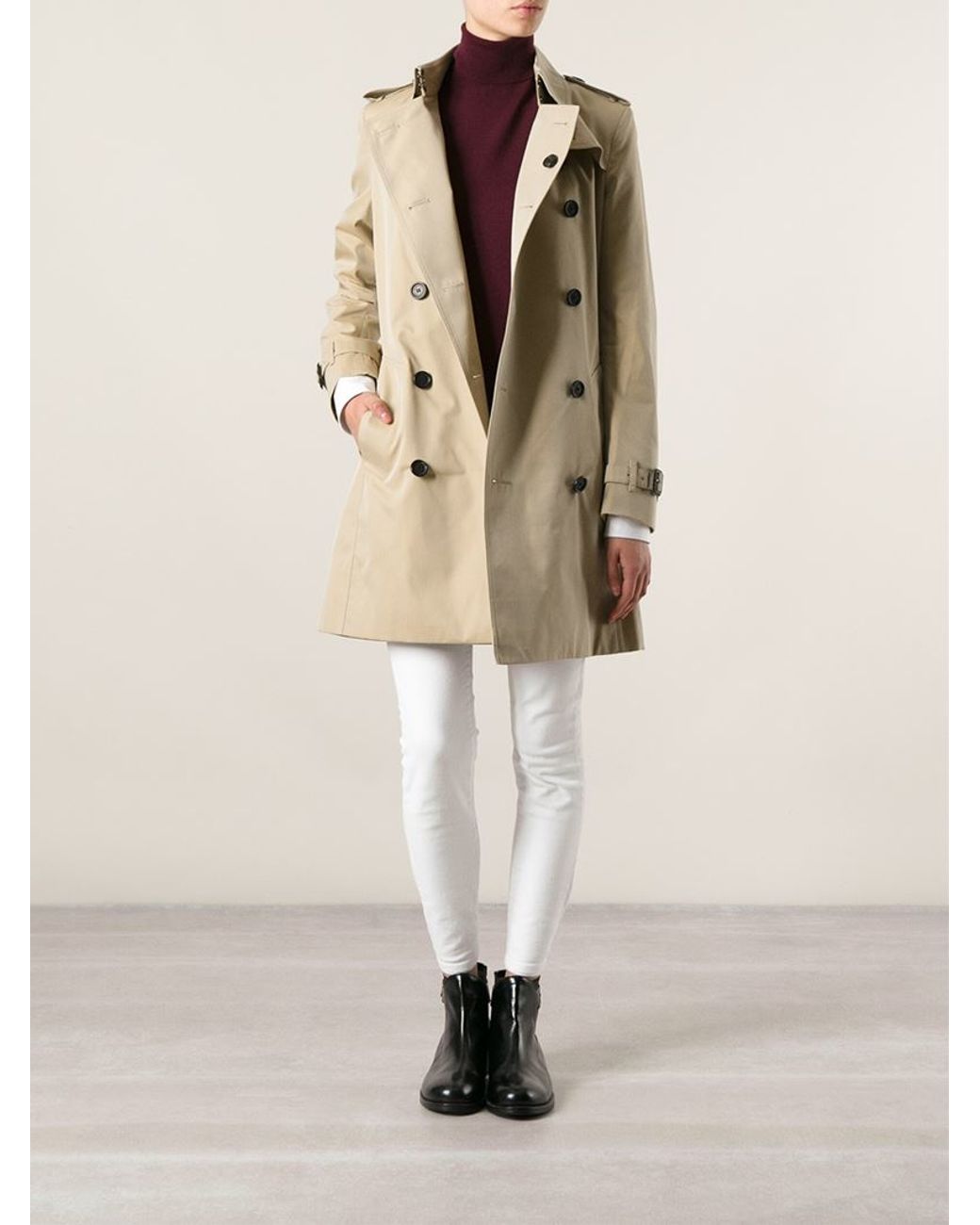 Burberry 'buckingham' Trench Coat in Natural | Lyst
