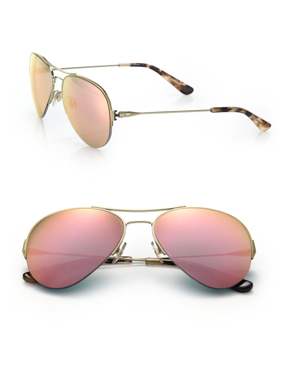 Tory Burch Mirrored Lens Aviator Sunglasses in Metallic | Lyst