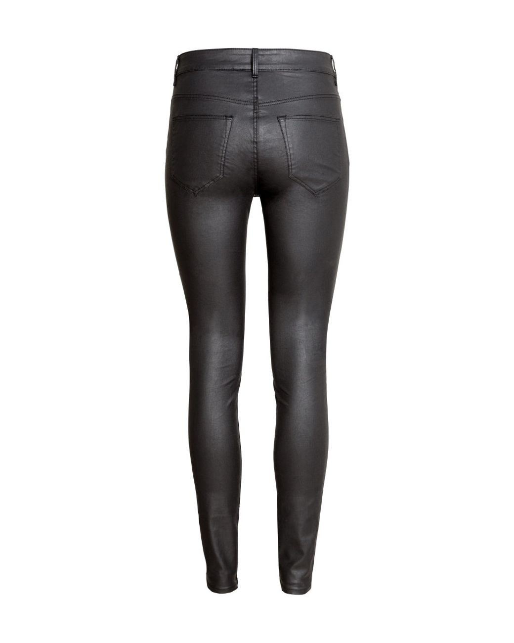 H&M Super Skinny High Coated Jeans in Black | Lyst