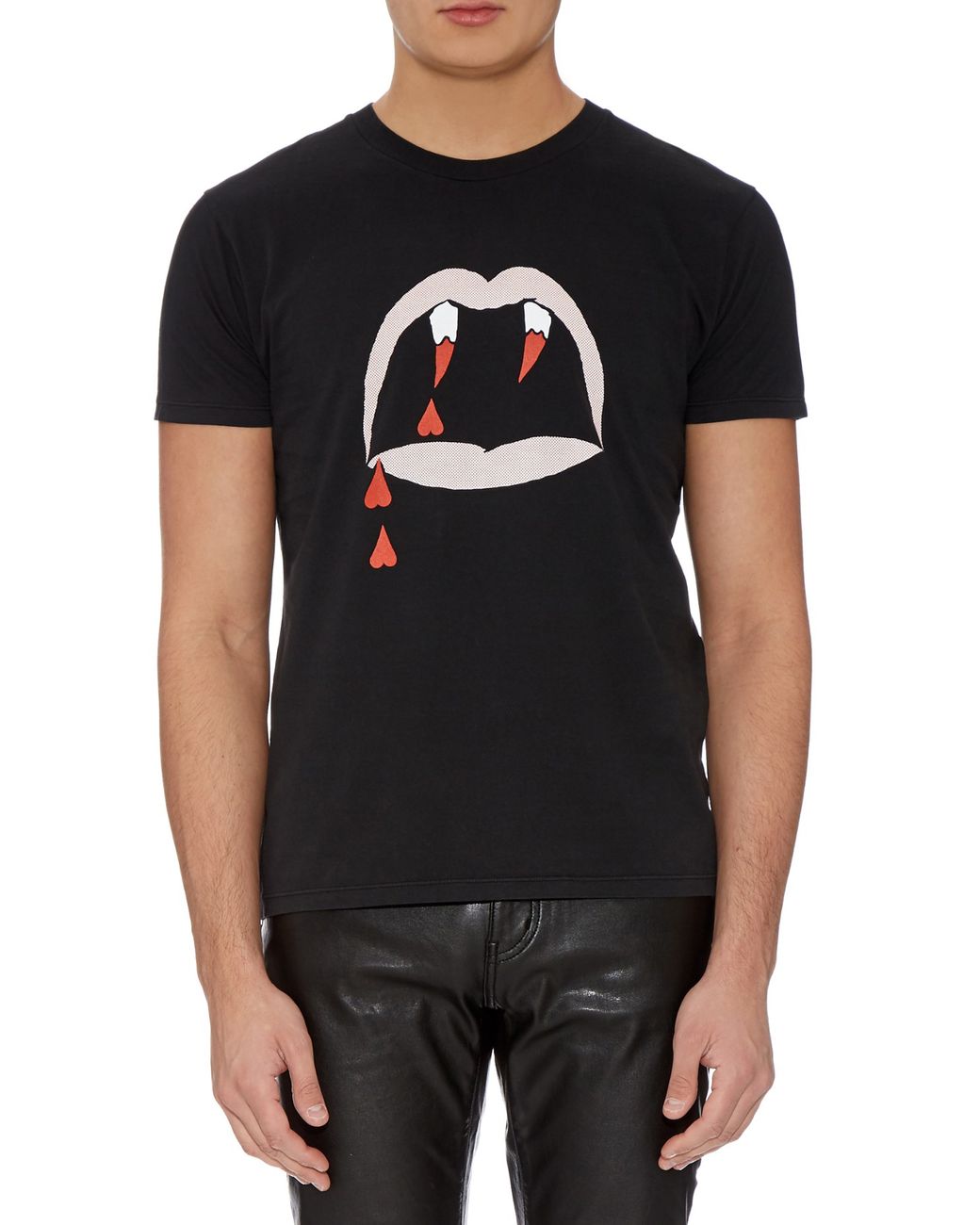 Saint Laurent Luster-print Cotton-jersey T-shirt in Black | Lyst