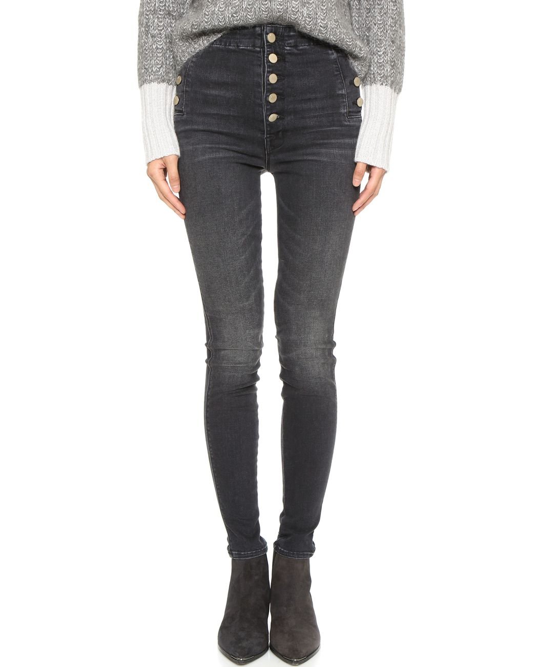 J Brand Natasha Sky High Skinny Jeans in Gray | Lyst