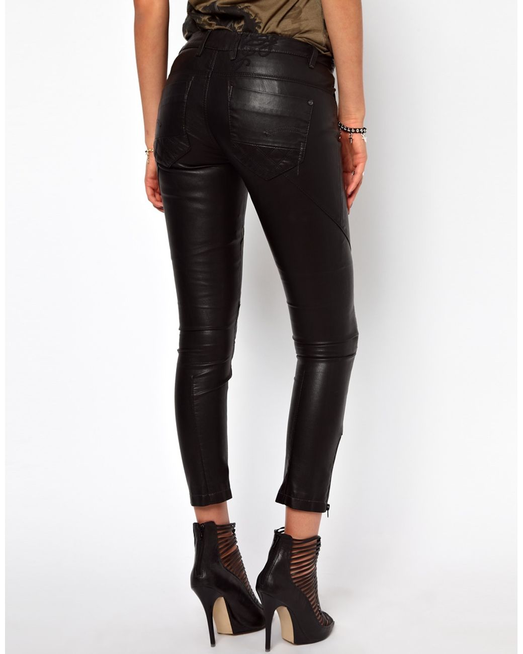 high waisted skinny leather trousers