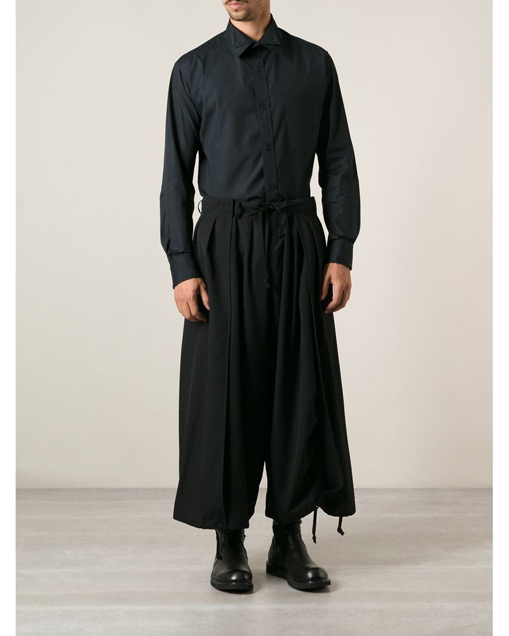 Yohji Yamamoto Wide Leg Wrap Pants in Black for Men | Lyst