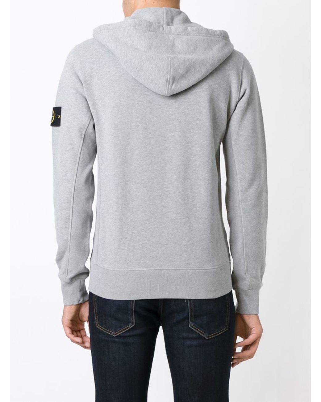 Stone Island Zipped Hoodie in Grey (Gray) for Men | Lyst