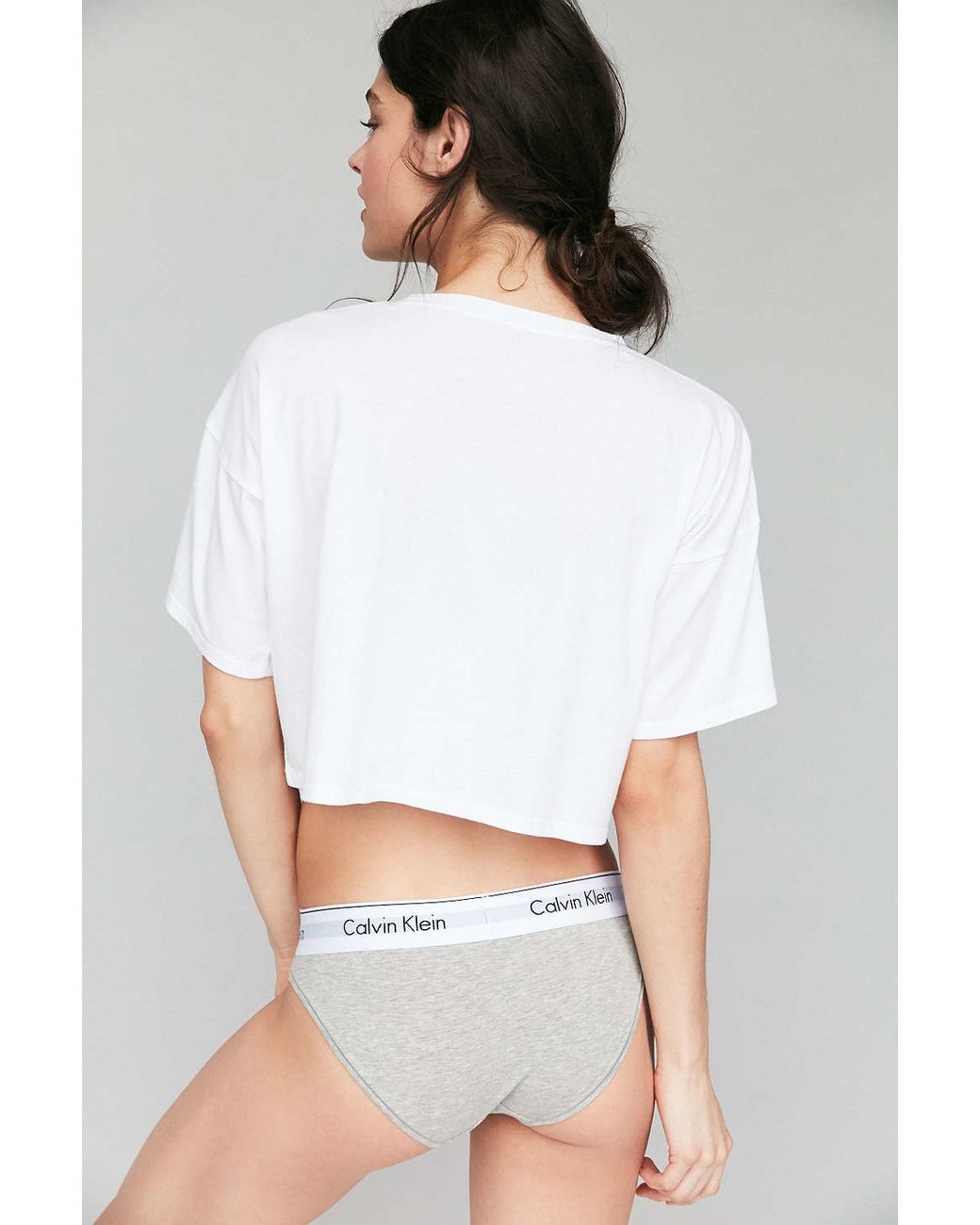 Calvin Klein Cropped Tee Shirt in White